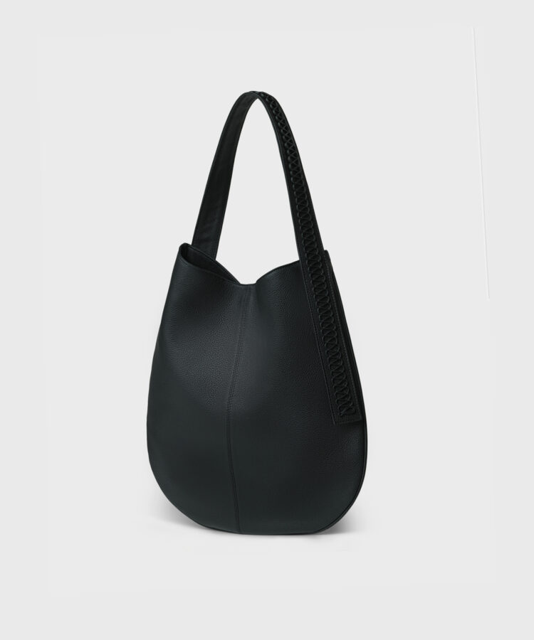 Calypso Bag in Black Grained Leather - Callista Crafts